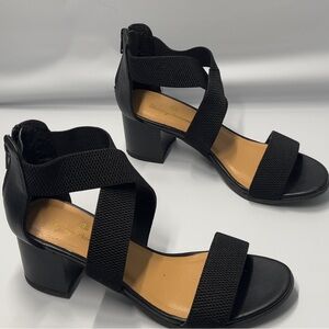 TOMMY BAHAMA Size 6.5M Women’s Black High Heel Block Heel Open Toe Strap Sandal.